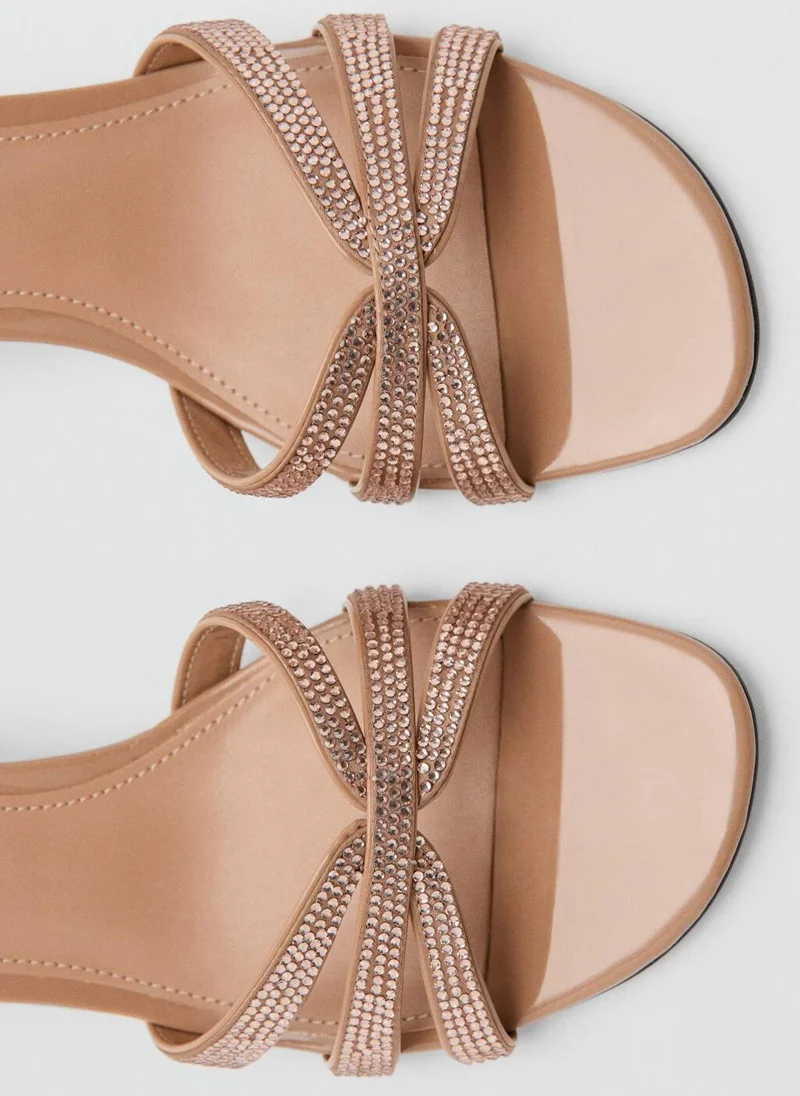 Mango  Heeled sandal with strass strap for Women | Best Price UAE